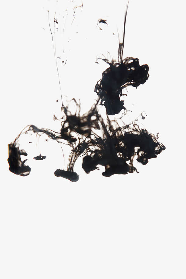 黑色流动水墨免抠
