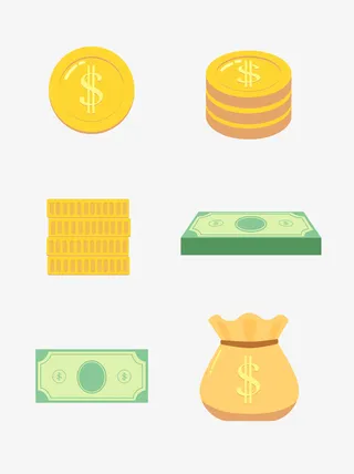 金币纸币  钱袋免抠