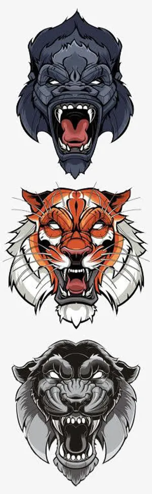 手绘卡通猛兽免抠