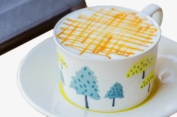 工作桌上的咖啡免抠