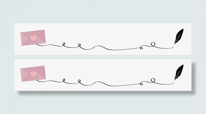 浪漫情书情人节分割线免抠