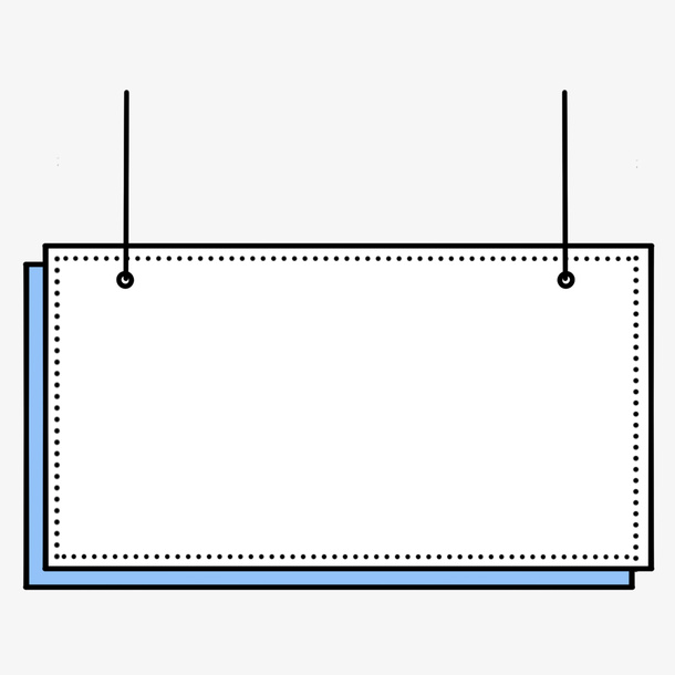 小清新蓝色简约边框免抠