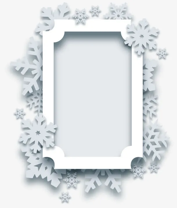 灰色雪花框架免抠