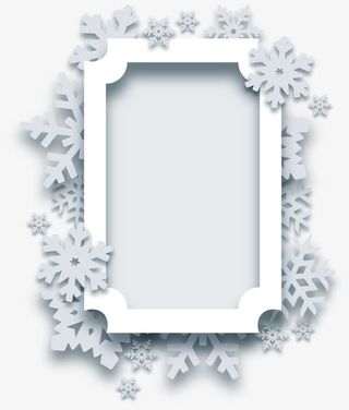 灰色雪花框架免抠