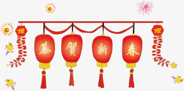灯笼春节矢量大年初一免抠