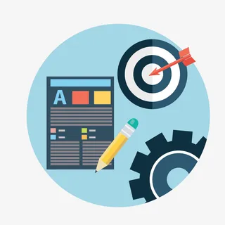 圆形设置蓝色标签免抠