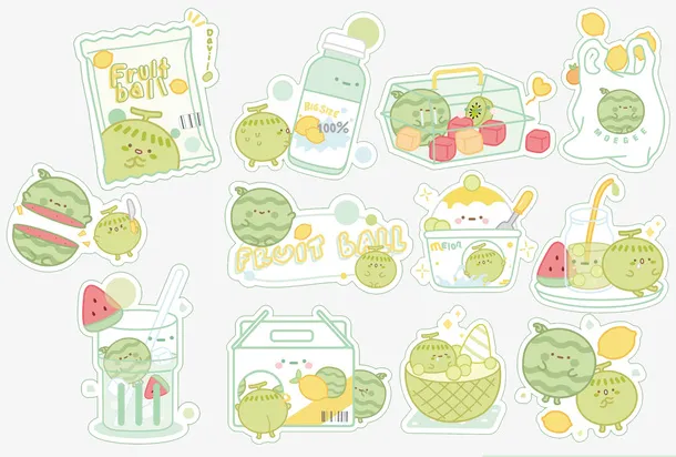 卡通西瓜装饰贴纸免抠