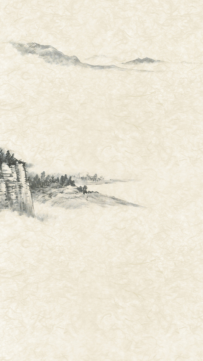 黄色纸张纹理水墨山脉H5背景素材高清