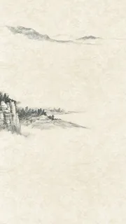 黄色纸张纹理水墨山脉H5背景素材高清