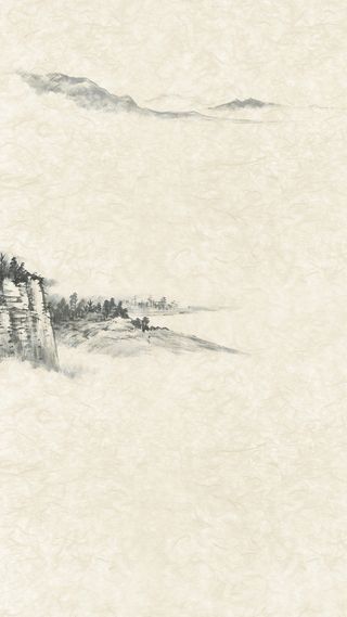 黄色纸张纹理水墨山脉H5背景素材高清