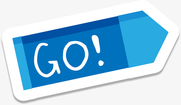 蓝色简约箭头标签免抠