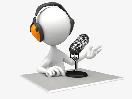 白色立体小人戴耳机播音麦克免抠 白色立体小人戴耳机播音麦克免抠