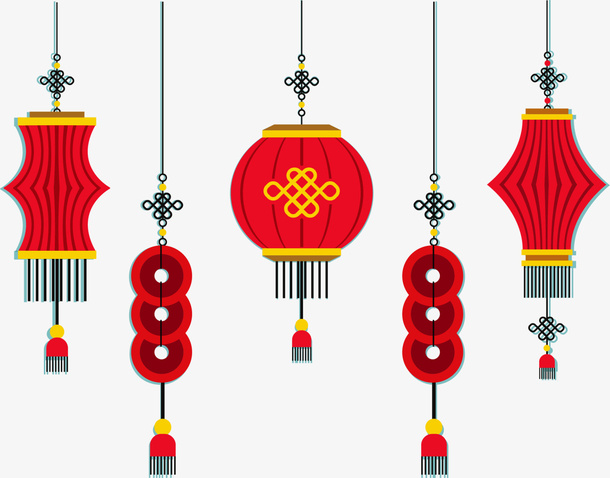 新年各式红色灯笼免抠