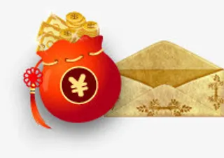 手绘金币红包海报免抠