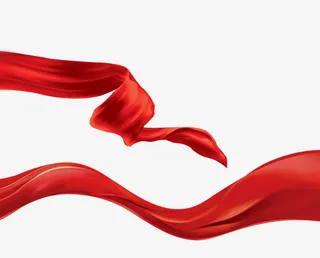 红色彩色飘带免抠