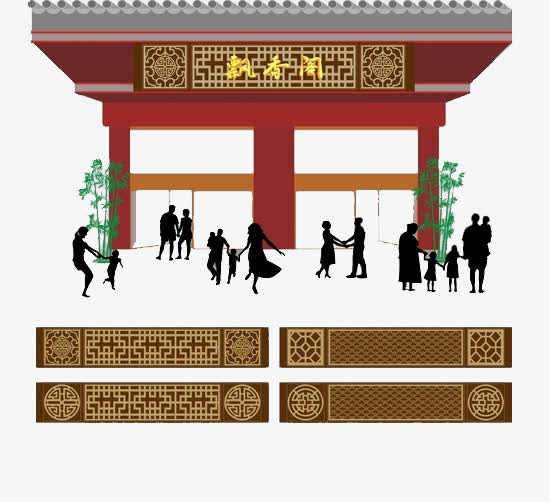 仿古典餐饮门头设计免抠