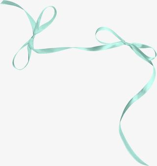 淡绿色蝴蝶结彩带漂浮免抠
