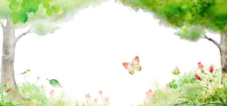 绿色清新卡通春天清新背景海报高清