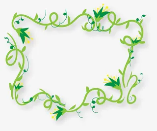 绿色春季树藤框架免抠