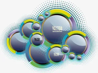 科技感动感时尚彩色按钮免抠