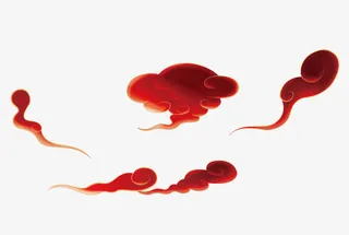 手绘红色云免抠