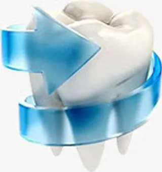 手绘蓝色箭头牙齿免抠