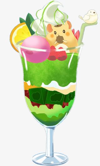 夏日冷饮仓鼠插画免抠