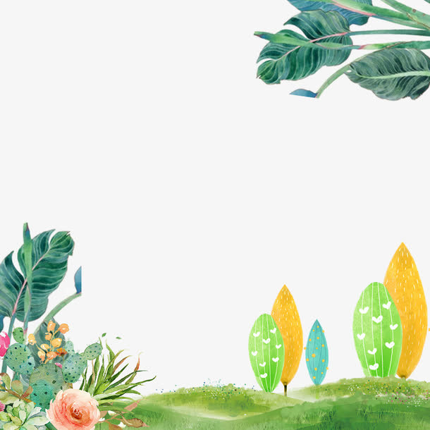 植物叶子装饰海报免抠