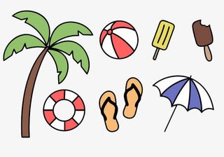 海边旅游插画免抠