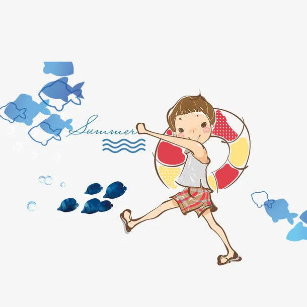 假期海边游玩免抠