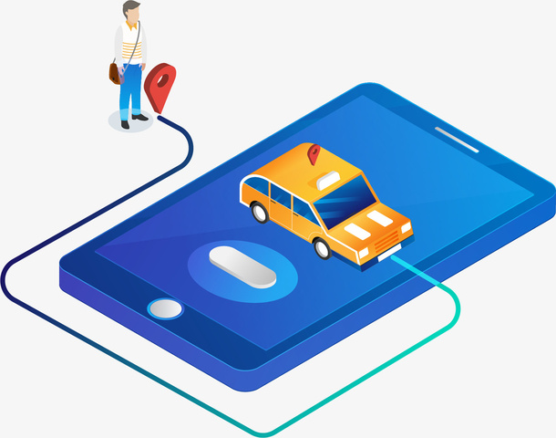 2.5D矢量手机出租立体插画免抠