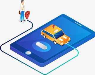 2.5D矢量手机出租立体插画免抠