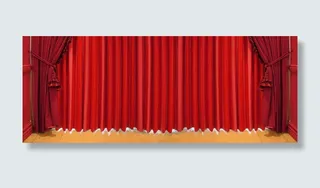 红色背景古典红幕布banner展板免抠