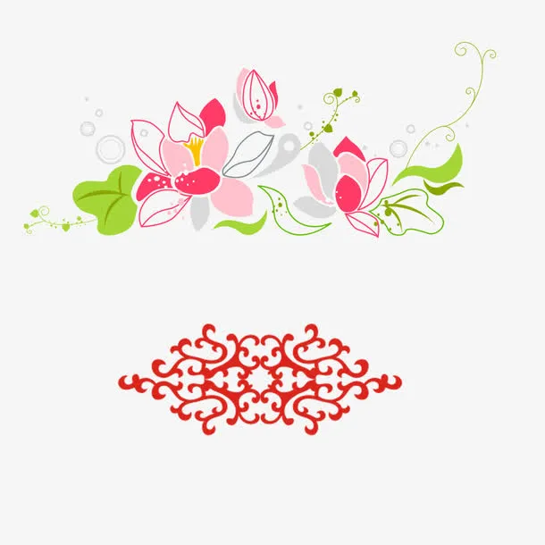 一只荷花和花纹的图案免抠