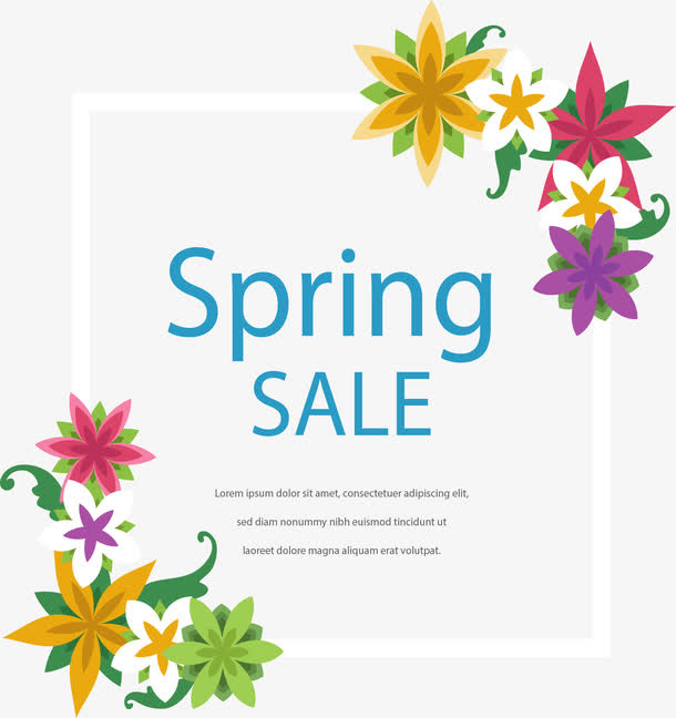 彩色花朵春季促销免抠