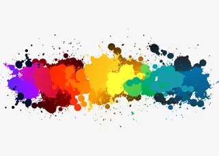 彩色喷溅墨迹免抠