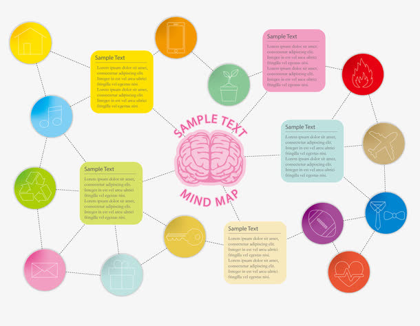 彩色精美思维发散树状矢量图免抠