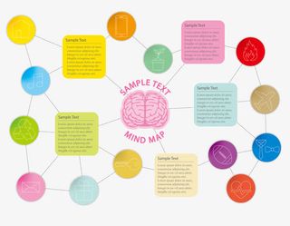 彩色精美思维发散树状矢量图免抠