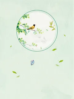 绿色卡通插画春节海报背景素材高清