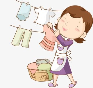 晾衣服的女人免抠