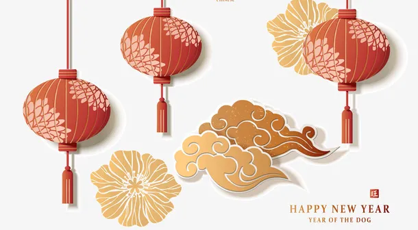 卡通中国风灯笼祥云吉祥装饰免抠