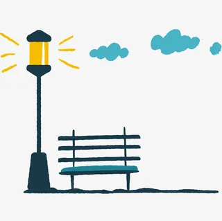 路灯卡通手绘免抠