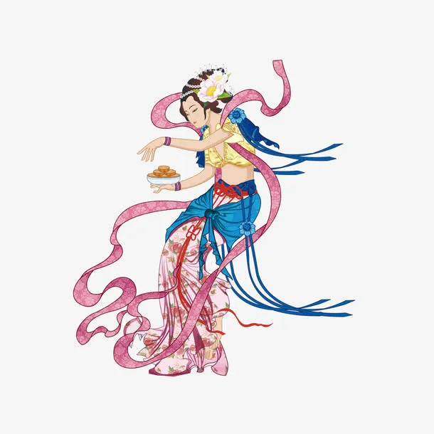 传统中国风七夕中秋嫦娥奔月玉兔免抠