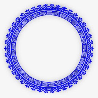 蓝色中国风花纹圆圈边框纹理免抠