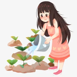 春天女孩春游图免抠其他元素