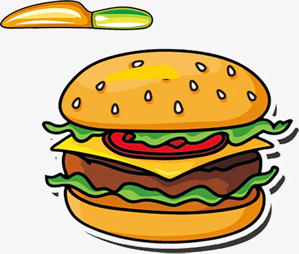 手绘 卡通 汉堡免抠