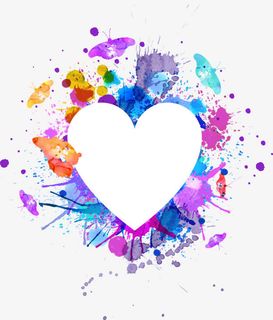 水彩墨迹爱心免抠