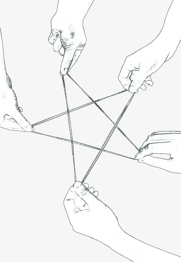 素描双手五角星团队免抠