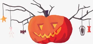 橙色恐怖南瓜免抠