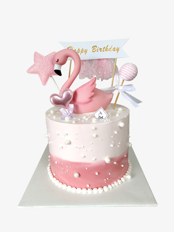 粉色天鹅甜品生日蛋糕免抠